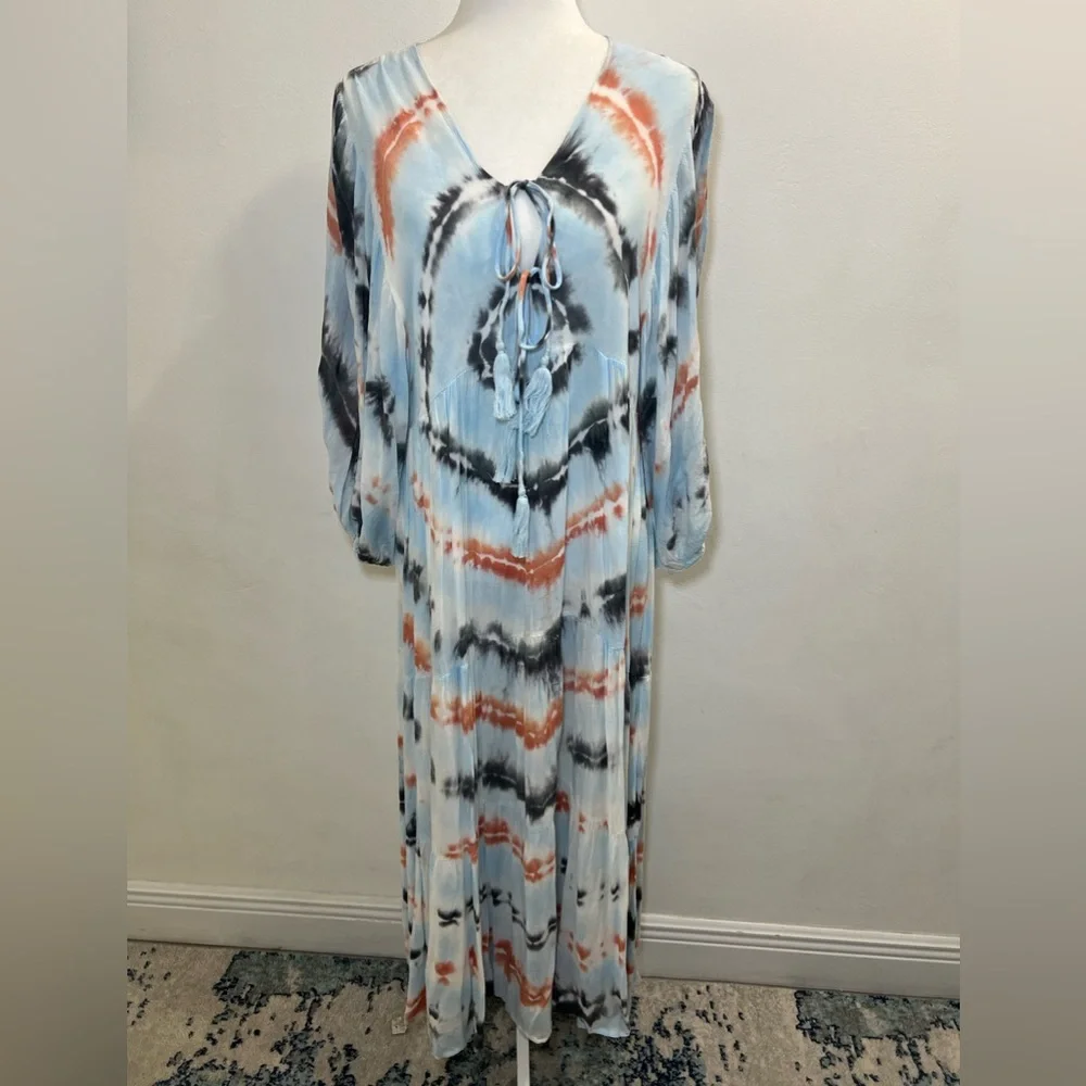 Young Fabulous & Broke Dawn Maxi Dress Tangerine Radial Wash Size S EUC - Picture 5 of 8